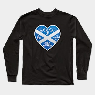 I Love Scotland Castle Whisky Hiking Highlands Long Sleeve T-Shirt